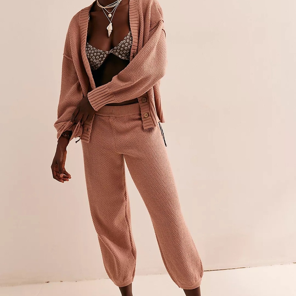 Free People Beach Hailee Cardi Waffle Knit Set NWT